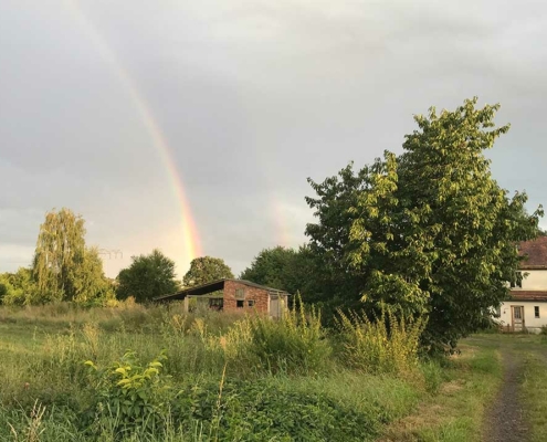 Gärtnerei in Belgershain mit Doppelregenbogen