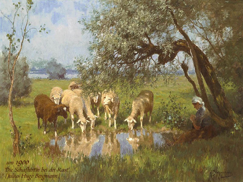 Gemälde "Die-Schafhirtin bei der Rast"